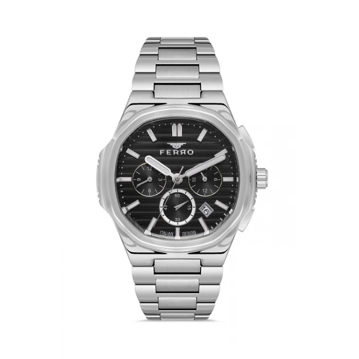 Ferro Gümüş Çelik Kordon Erkek Kol Saati FM11499A-A2 Fonksiyonları Aktif 3ATM Su Geçirmez