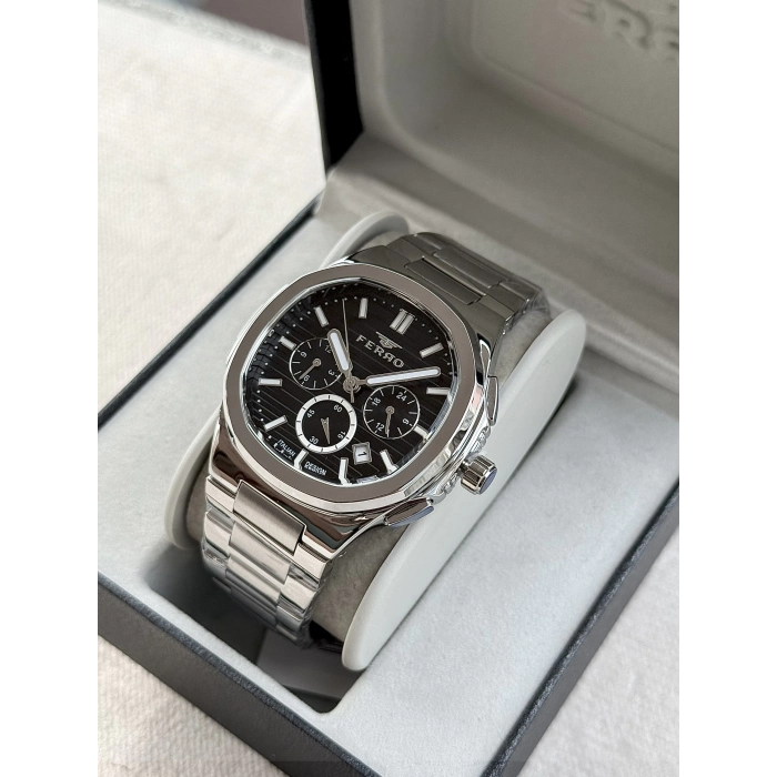 Ferro Gümüş Çelik Kordon Erkek Kol Saati FM11499A-A2 Fonksiyonları Aktif 3ATM Su Geçirmez