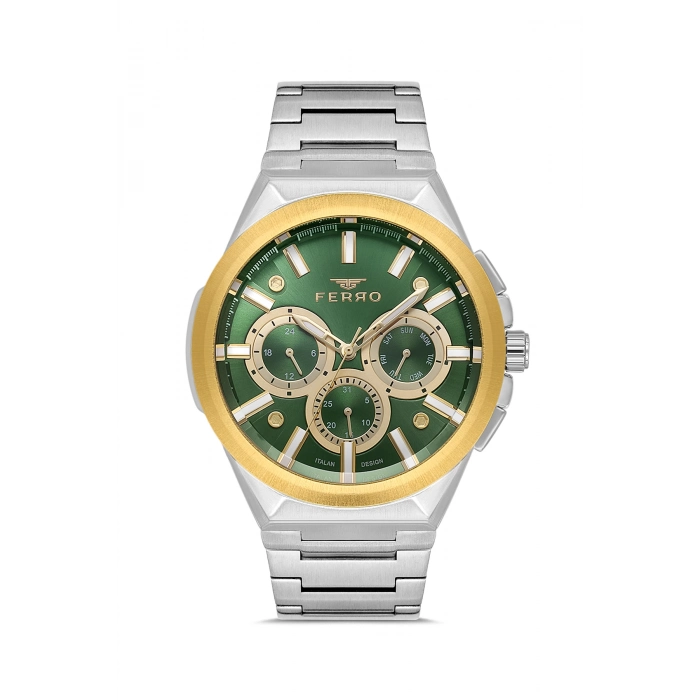 Ferro Gümüş Çelik Kordon Erkek Kol Saati FM11505A-D6 Fonksiyonları Aktif 3ATM Su Geçirmez