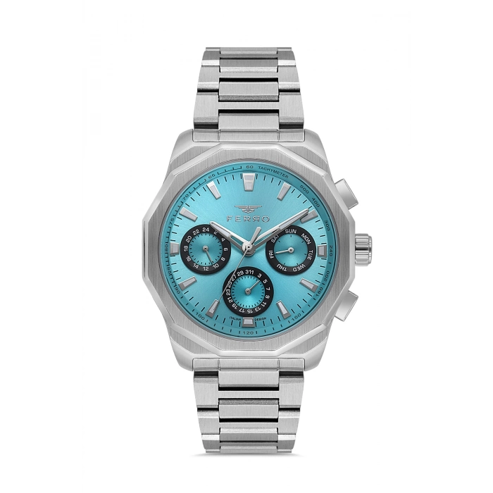 Ferro Gümüş Çelik Kordon Erkek Kol Saati FM11520AWT-A15 Fonksiyonları Aktif 3ATM Su Geçirmez