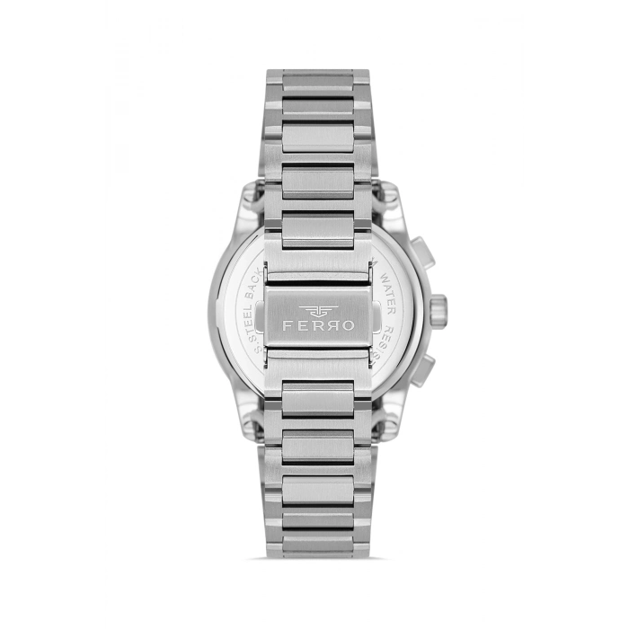 Ferro Gümüş Çelik Kordon Erkek Kol Saati FM11520AWT-A15 Fonksiyonları Aktif 3ATM Su Geçirmez