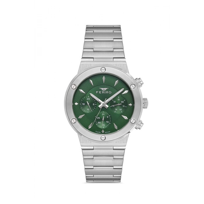 Ferro Gümüş Çelik Kordon Erkek Kol Saati FM11521AWT-A6 Fonksiyonları Aktif 3ATM Su Geçirmez