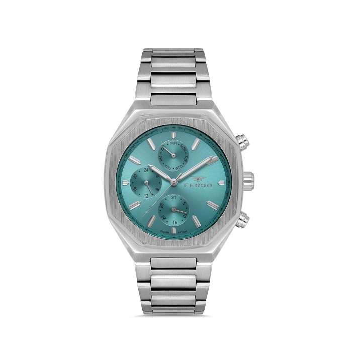 Ferro Gümüş Çelik Kordon Erkek Kol Saati FM11522AWT-A15 Fonksiyonları Aktif 3ATM Su Geçirmez