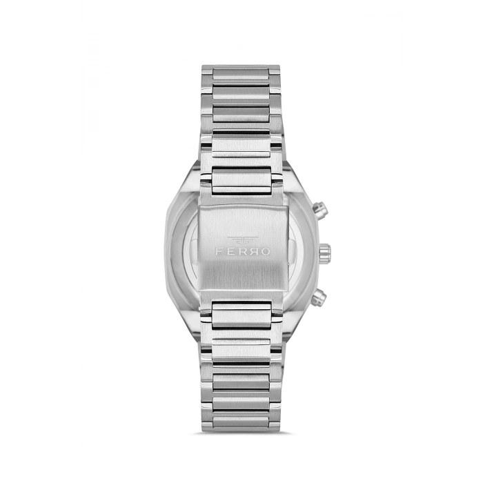 Ferro Gümüş Çelik Kordon Erkek Kol Saati FM11522AWT-A15 Fonksiyonları Aktif 3ATM Su Geçirmez