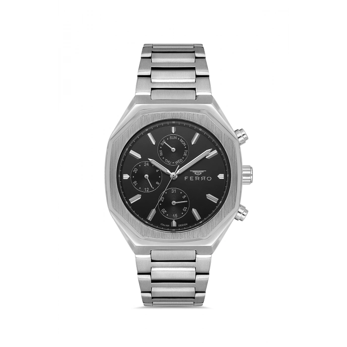 Ferro Gümüş Çelik Kordon Erkek Kol Saati FM11522AWT-A2  Fonksiyonları Aktif 3ATM Su Geçirmez