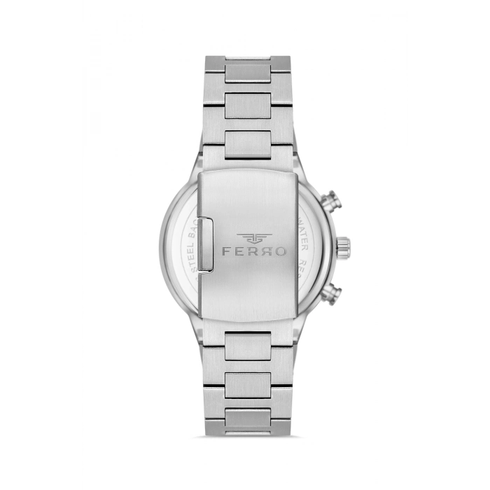 Ferro Gümüş Çelik Kordon Erkek Kol Saati FM11568AWT-A2 Fonksiyonları Aktif 3 ATM Su Geçirmez