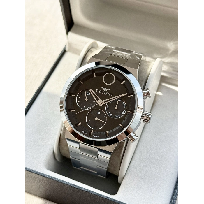 Ferro Gümüş Çelik Kordon Erkek Kol Saati FM11568AWT-A2 Fonksiyonları Aktif 3 ATM Su Geçirmez