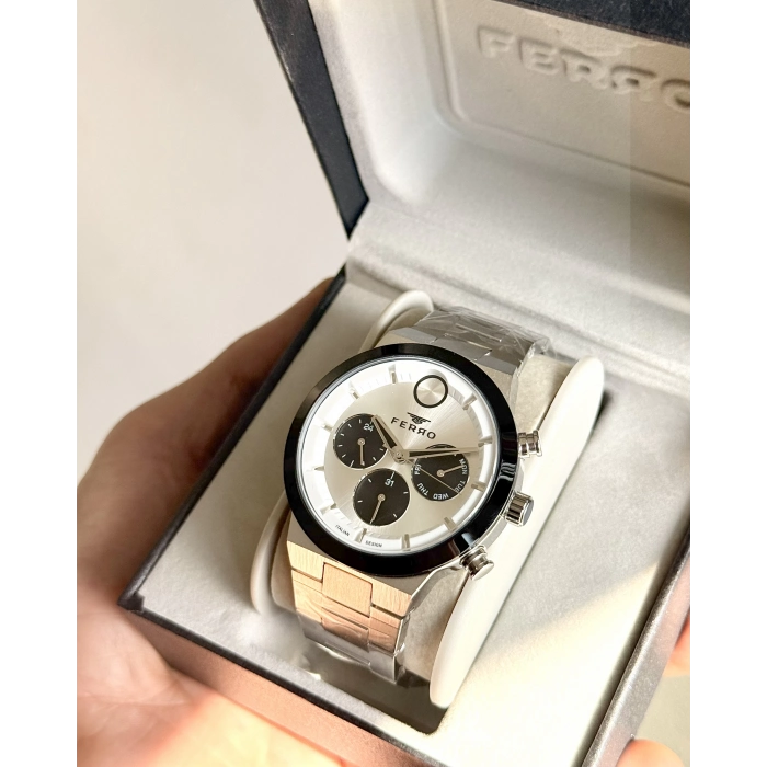 Ferro Gümüş Çelik Kordon Erkek Kol Saati FM11568AWT-J Fonksiyonları Aktif 3 ATM Su Geçirmez