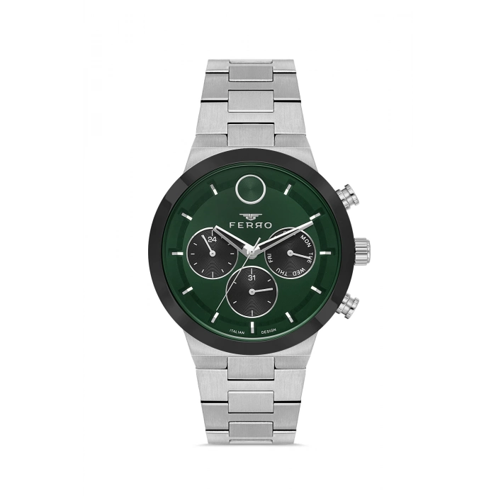 Ferro Gümüş Çelik Kordon Erkek Kol Saati FM11568AWT-J6 Fonksiyonları Aktif 3 ATM Su Geçirmez