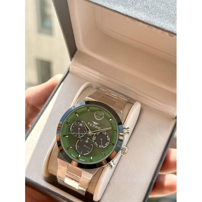 Ferro Gümüş Çelik Kordon Erkek Kol Saati FM11568AWT-J6 Fonksiyonları Aktif 3 ATM Su Geçirmez