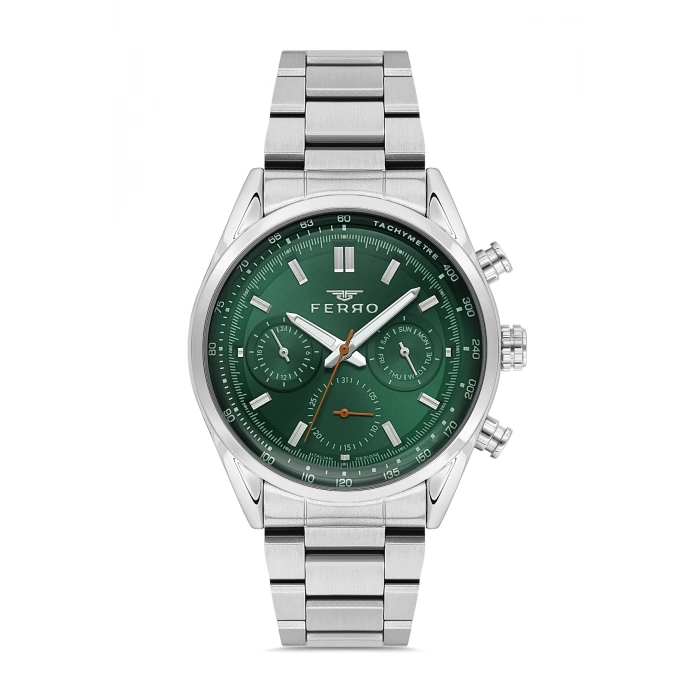 Ferro Gümüş Çelik Kordon Erkek Kol Saati FM11588AWT-A6 Fonksiyonları Aktif 3 ATM Su Geçirmez