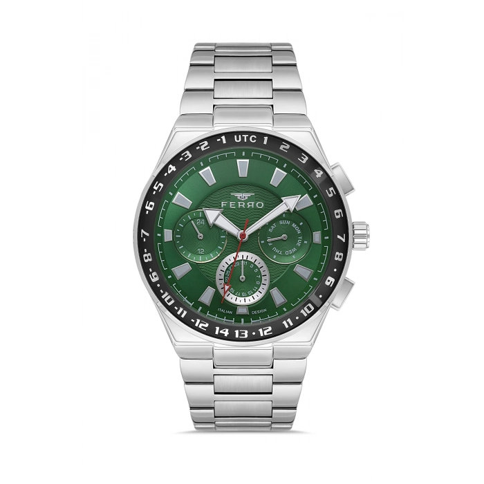 Ferro Gümüş Çelik Kordon Erkek Kol Saati FM11594AWT-A6 Fonksiyonları Aktif 3 ATM Su Geçirmez