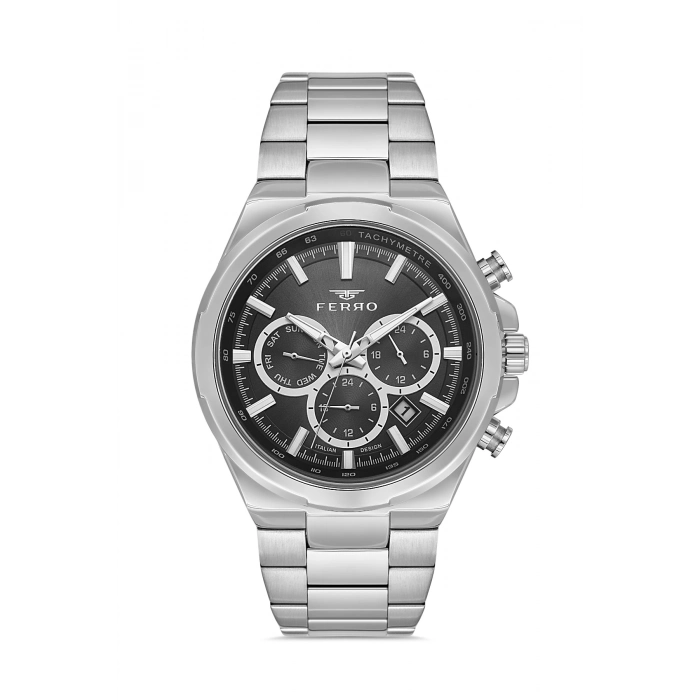 Ferro Gümüş Çelik Kordon Erkek Kol Saati FM11641AWT-A2 Fonksiyonları Aktif 3 ATM Su Geçirmez