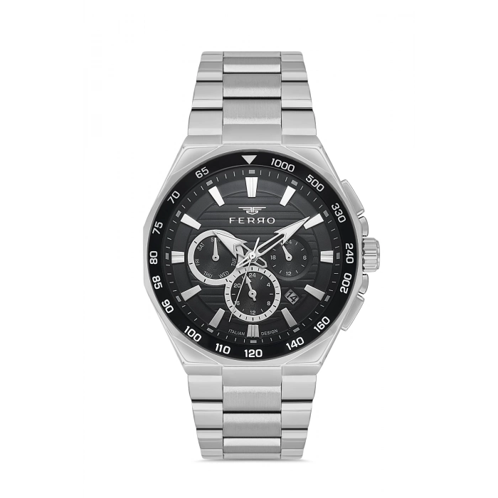 Ferro Gümüş Çelik Kordon Erkek Kol Saati FM11650A-A2 Fonksiyonları Aktif 3 ATM Su Geçirmez