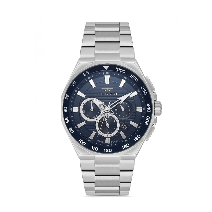 Ferro Gümüş Çelik Kordon Erkek Kol Saati FM11650A-A3 Fonksiyonları Aktif 3 ATM Su Geçirmez