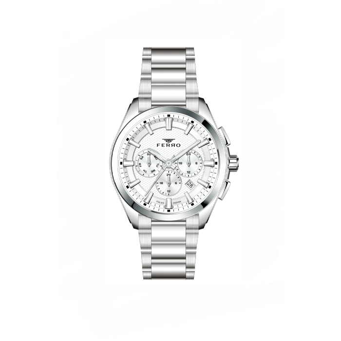 Ferro Gümüş Çelik Kordon Erkek Kol Saati FM11757AWT-A Fonksiyonları Aktif 3 ATM Su Geçirmez