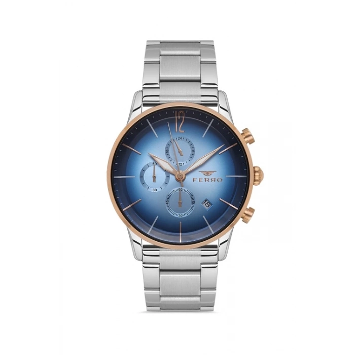 Ferro Gümüş Çelik Kordon Erkek Kol Saati FM31039A-E3 Tüm Fonksiyonları Aktif 3 ATM Su Geçirmez