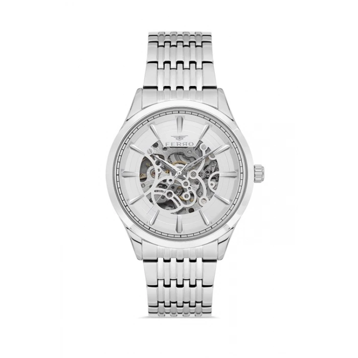 Ferro Gümüş Çelik Kordon Erkek Kol Saati FM31440A-A Otomatik Makine 3 ATM Su Geçirmez Hediye Paketli