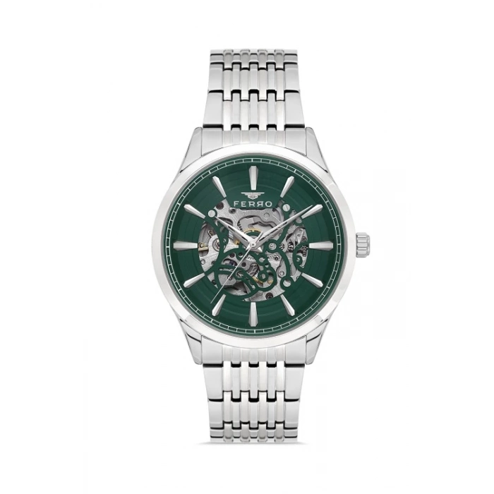 Ferro Gümüş Çelik Kordon Erkek Kol Saati FM31440A-A6 Otomatik Makine 3 ATM Su Geçirmez Hediye Paketli