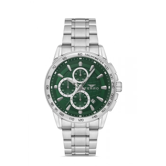 Ferro Gümüş Çelik Kordon Erkek Kol Saati FM31441A-A6 Tüm Fonksiyonlar Aktif 3 ATM Su Geçirmez