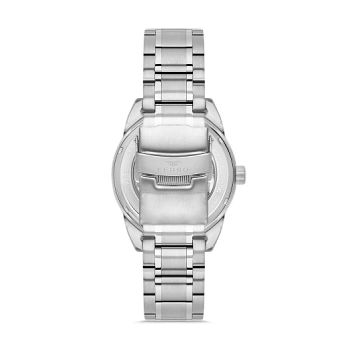 Ferro Gümüş Çelik Kordon Erkek Kol Saati FM40106A-A2 Tüm Fonksiyonlar Aktif 3 ATM Su Geçirmez