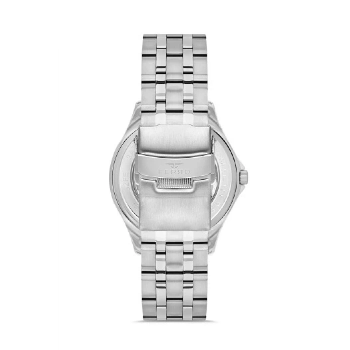 Ferro Gümüş Çelik Kordon Erkek Kol Saati FM40111A-A Tüm Fonksiyonlar Aktif 3 ATM Su Geçirmez