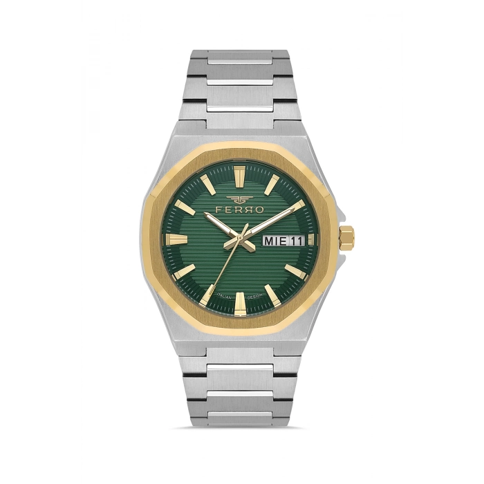 Ferro Gümüş Çelik Kordon Erkek Kol Saati FM40136A-D6 Tüm Fonksiyonlar Aktif 3 ATM Su Geçirmez