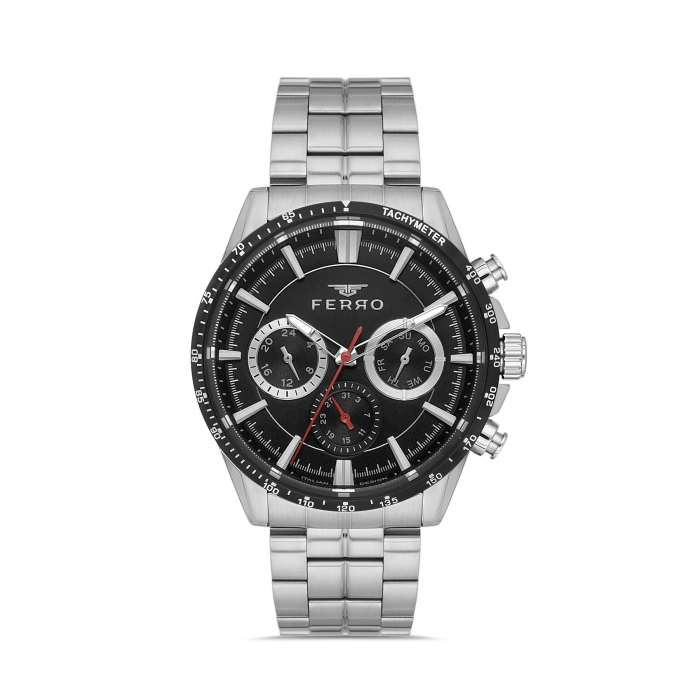 Ferro Gümüş Çelik Kordon Erkek Kol Saati FM40139A-A2 Tüm Fonksiyonlar Aktif 3 ATM Su Geçirmez