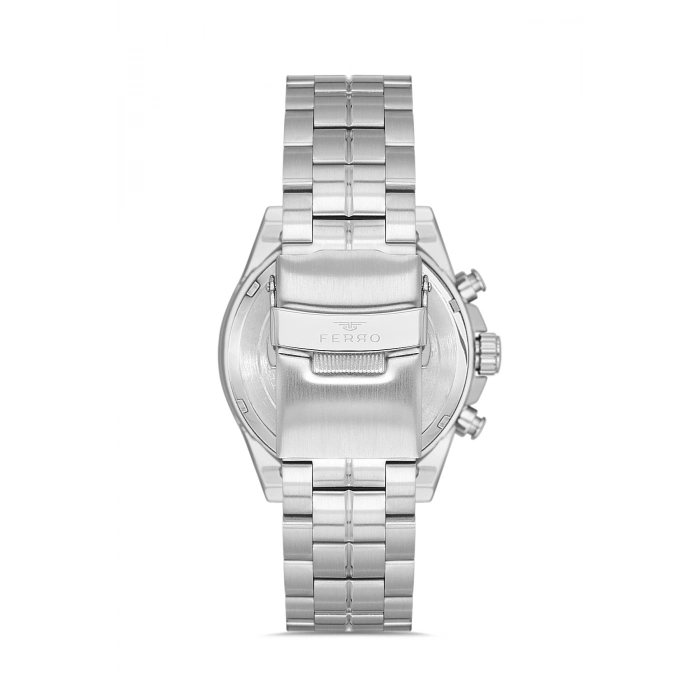 Ferro Gümüş Çelik Kordon Erkek Kol Saati FM40139A-J Tüm Fonksiyonlar Aktif 3 ATM Su Geçirmez