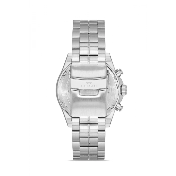 Ferro Gümüş Çelik Kordon Erkek Kol Saati FM40139A-L Tüm Fonksiyonlar Aktif 3 ATM Su Geçirmez