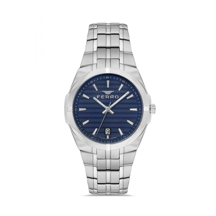 Ferro Gümüş Çelik Kordon Erkek Kol Saati FM40143A-A3 Tüm Fonksiyonlar Aktif 3 ATM Su Geçirmez