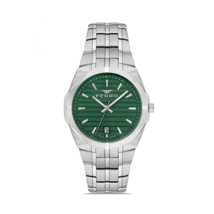 Ferro Gümüş Çelik Kordon Erkek Kol Saati FM40143A-A6 Tüm Fonksiyonlar Aktif 3 ATM Su Geçirmez