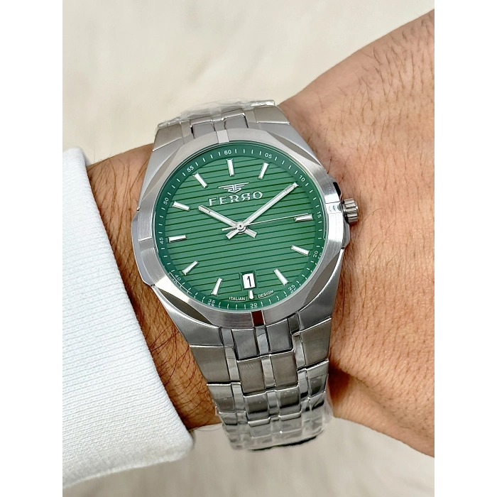 Ferro Gümüş Çelik Kordon Erkek Kol Saati FM40143A-A6 Tüm Fonksiyonlar Aktif 3 ATM Su Geçirmez