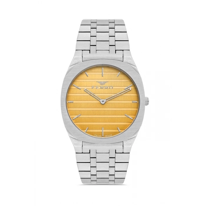 Ferro Gümüş Çelik Kordon Erkek Kol Saati FM43004A-A4 Tüm Fonksiyonlar Aktif 3 ATM Su Geçirmez