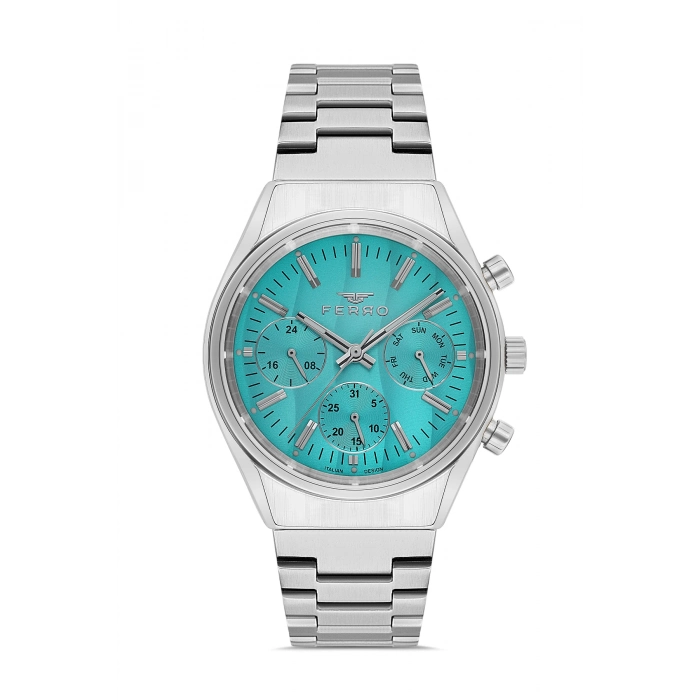 Ferro Gümüş Çelik Kordon Erkek Kol Saati FM43011A-A15 Tüm Fonksiyonlar Aktif 3 ATM Su Geçirmez