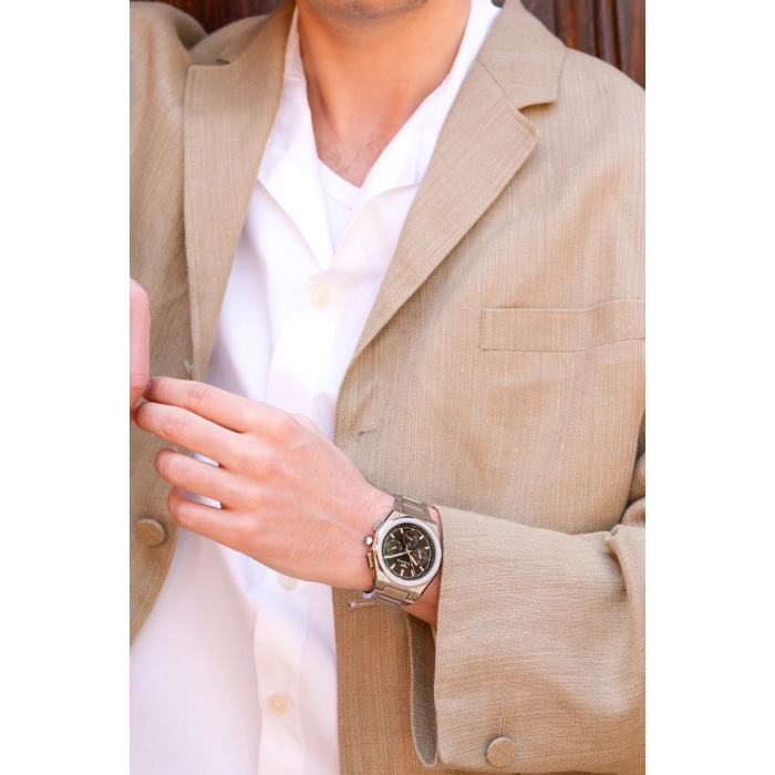 Ferro Gümüş Çelik Kordon Erkek Kol Saati FM43013A-A2 Tüm Fonksiyonlar Aktif 3 ATM Su Geçirmez