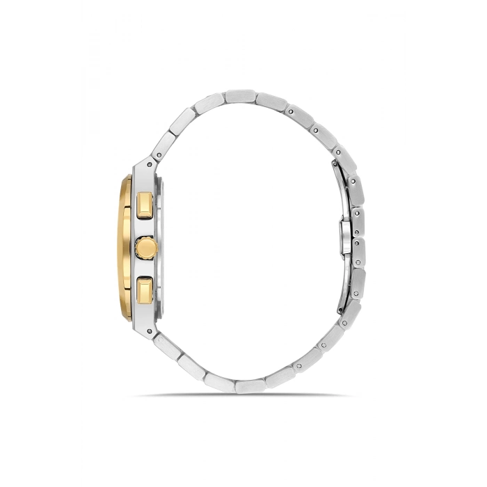 Ferro Sarı ve Gümüş Çelik Kordon Erkek Kol Saati FM43027A-D6 Tüm Fonksiyonlar Aktif 3ATM Su Geçirmez