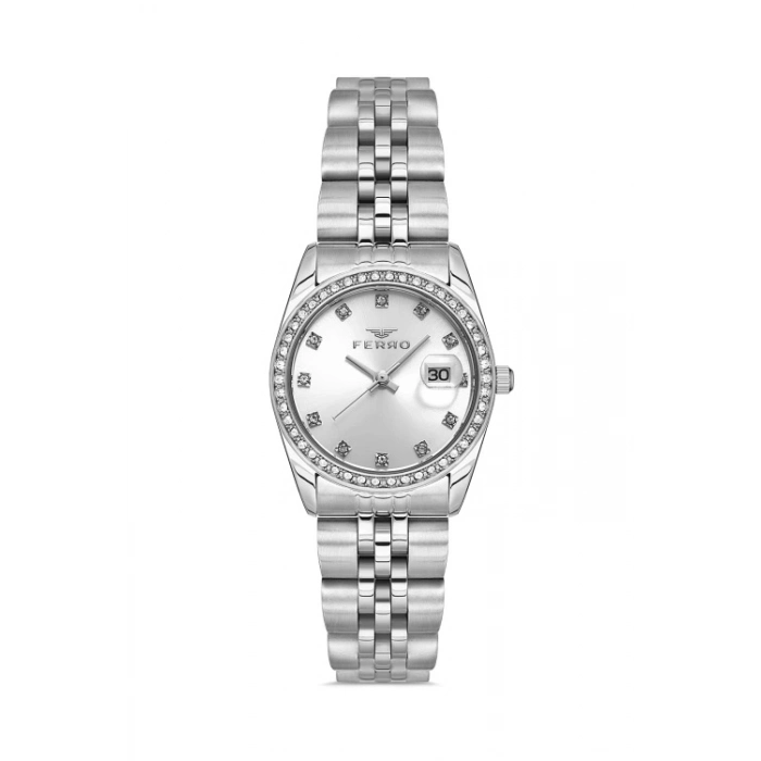 Ferro Gümüş Çelik Kordon Kadın Kol Saati FL21450A-A 3ATM Su Geçirmez 2 Yıl Garantili HediyePaketli