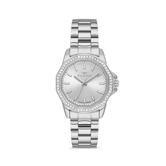 Ferro Gümüş Çelik Kordon Kadın Kol Saati FL21540AWT-A 3ATM Su Geçirmez 2 Yıl Garantili HediyePaketli