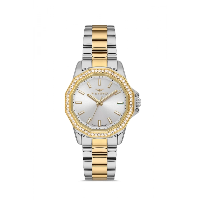 Ferro Gümüş Çelik Kordon Kadın Kol Saati FL21540AWT-D 3ATM Su Geçirmez 2 Yıl Garantili HediyePaketli