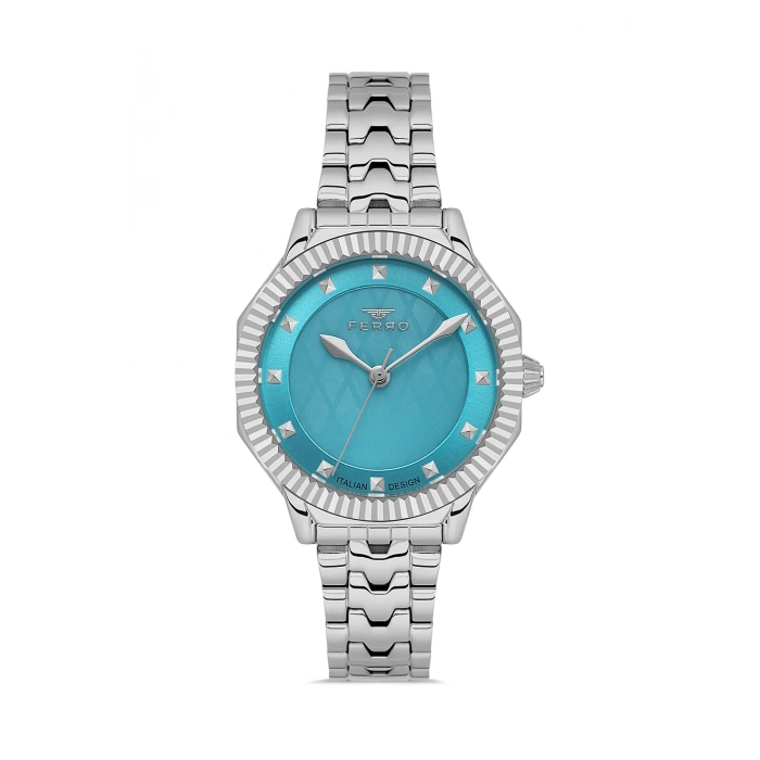 Ferro Gümüş Çelik Kordon Kadın kol Saati FL21632AWT-B2 3ATM Su Geçirmez 2 Yıl Garantili HediyePaket