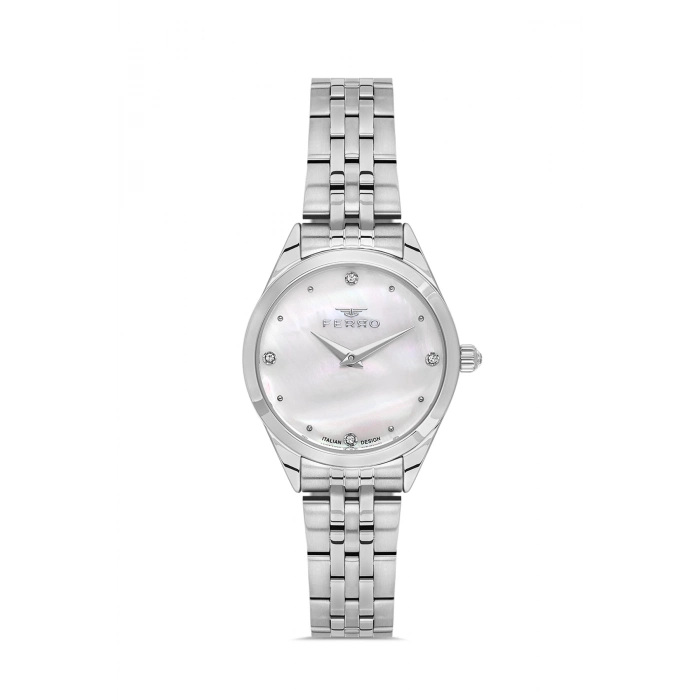 Ferro Gümüş Çelik Kordon Kadın Kol Saati FL40141A-A 3ATM Su Geçirmez 2 Yıl Garantili HediyePaketli