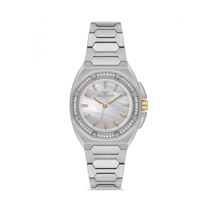 Ferro Gümüş Çelik Kordon Kadın Kol Saati FL43026A-A 3ATM Su Geçirmez 2 Yıl Garantili HediyePaketli