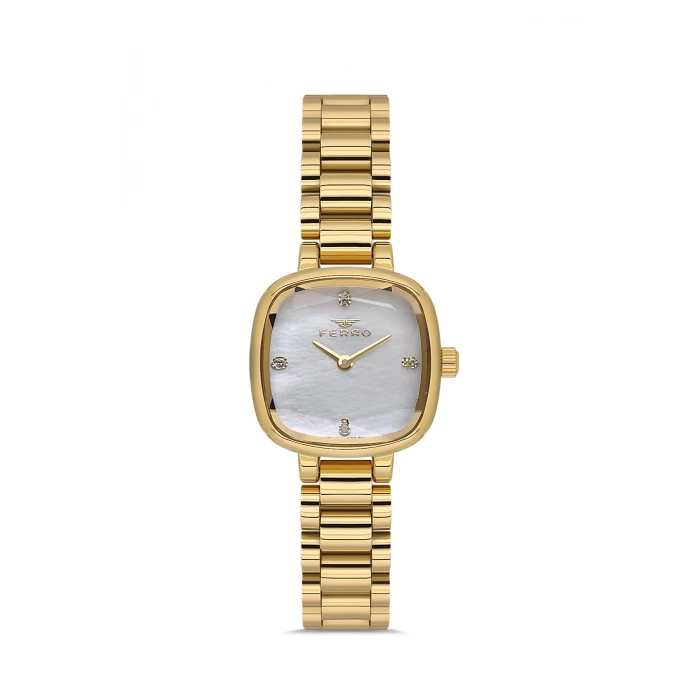 Ferro Sarı Çelik Kordon Kadın Kol Saati FL43028A-B 3ATM Su Geçirmez 2 Yıl Garantili HediyePaketli