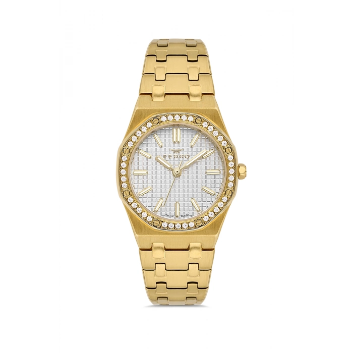 Ferro Sarı Çelik Kordon Kadın Kol Saati FL43029A-B 3ATM Su Geçirmez 2 Yıl Garantili HediyePaketli