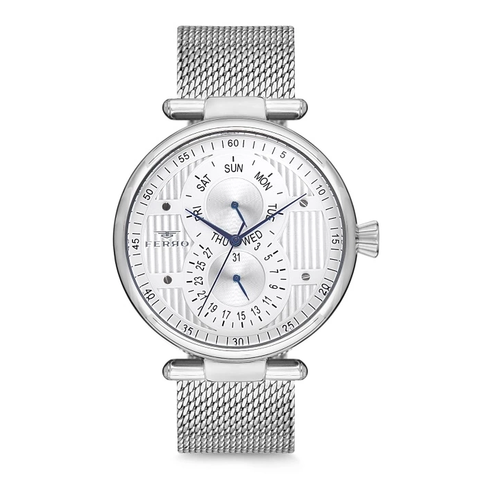 Ferro Gümüş Hasır Kordon Erkek Kol Saati F1982C-937-A