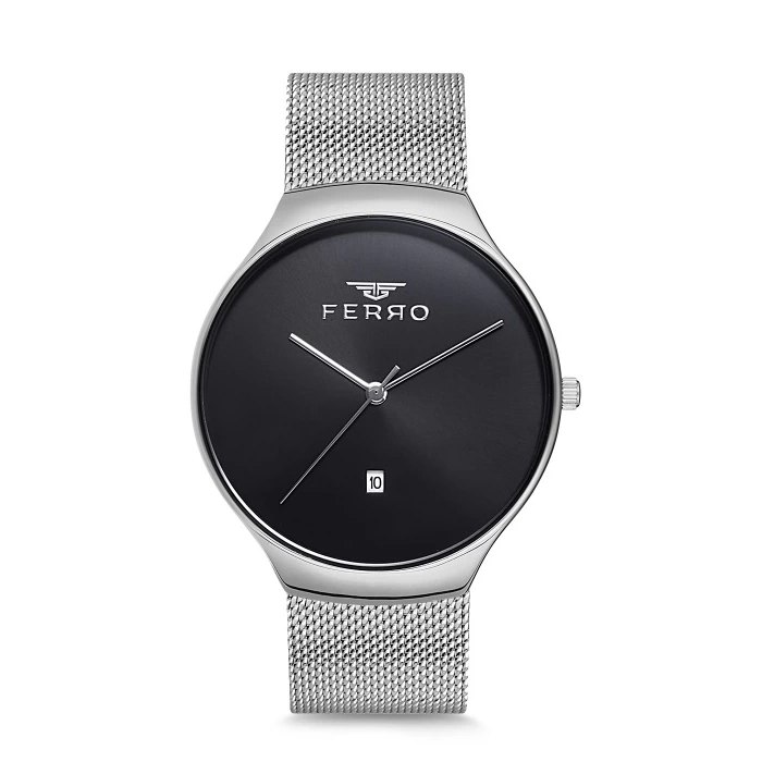 Ferro Silver Mesh Strap Mens Wristwatch F1989C-941-A2