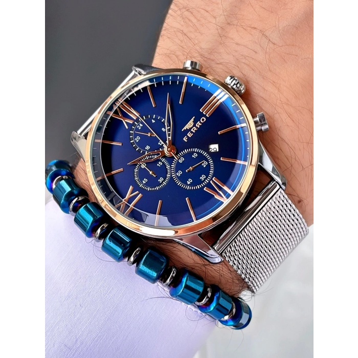 Ferro Silver Mesh Strap Mens Wristwatch FM1536C-E