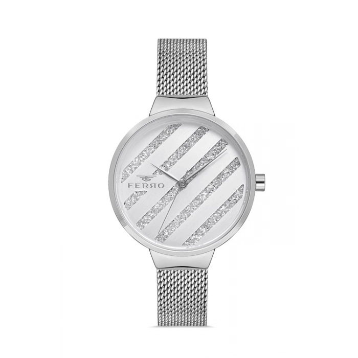 Ferro Silver Mesh Strap Womens Wristwatch F21153C-A