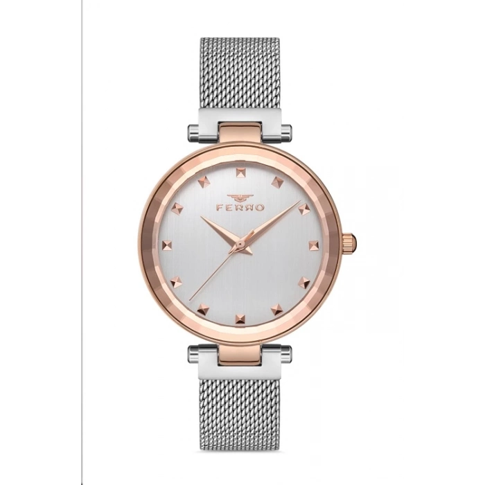 Ferro Silver Mesh Strap Womens Wristwatch F21926C-E
